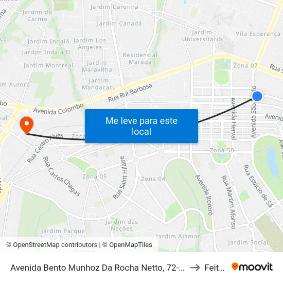 Avenida Bento Munhoz Da Rocha Netto, 72-120 to Feitep map