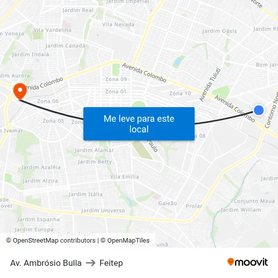 Av. Ambrósio Bulla to Feitep map