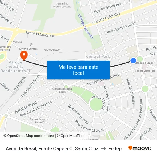 Avenida Brasil, Frente  Capela C. Santa Cruz to Feitep map