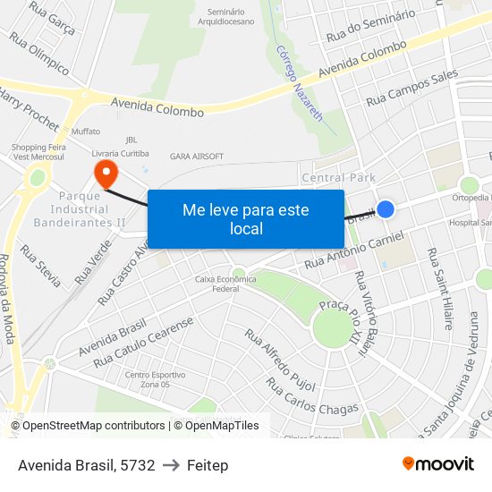 Avenida Brasil, 5732 to Feitep map