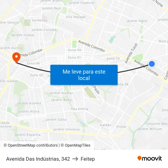 Avenida Das Indústrias, 342 to Feitep map