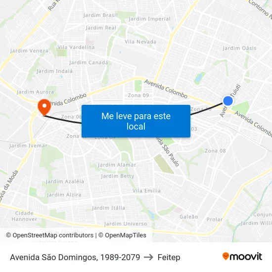 Avenida São Domingos, 1989-2079 to Feitep map