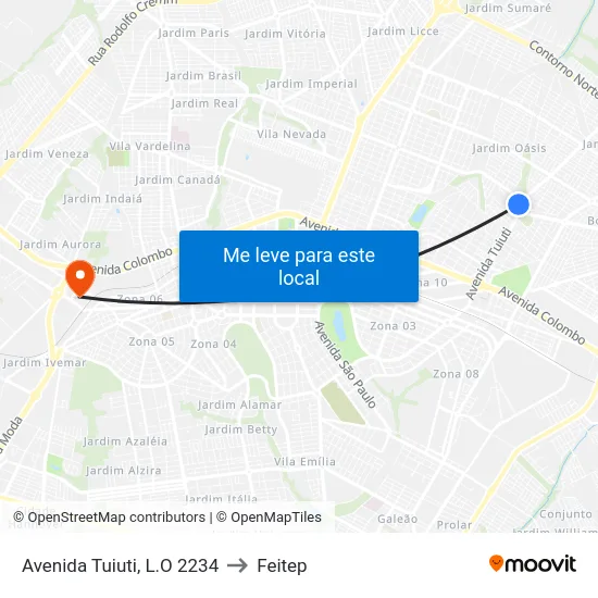 Avenida Tuiuti, L.O 2234 to Feitep map