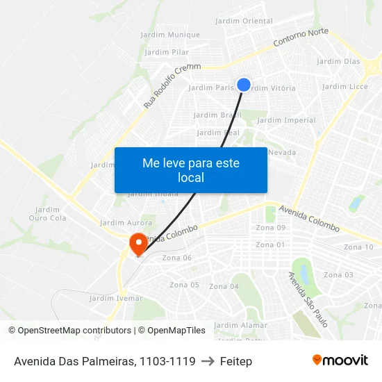 Avenida Das Palmeiras, 1103-1119 to Feitep map