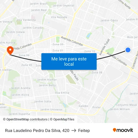 Rua Laudelino Pedro Da Silva, 420 to Feitep map