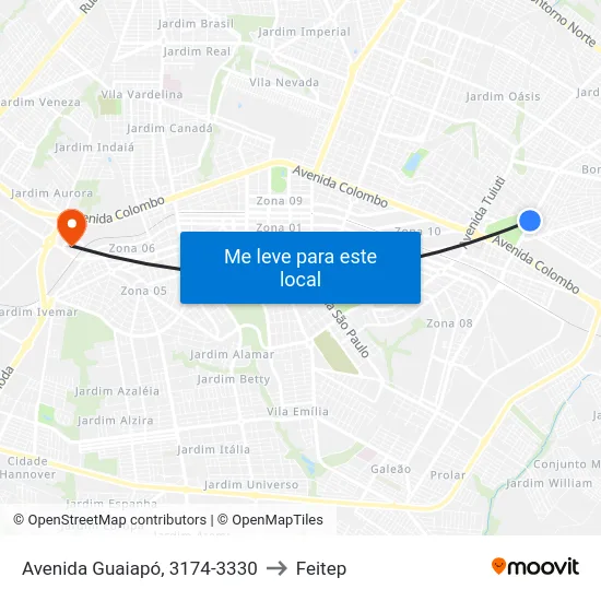 Avenida Guaiapó, 3174-3330 to Feitep map