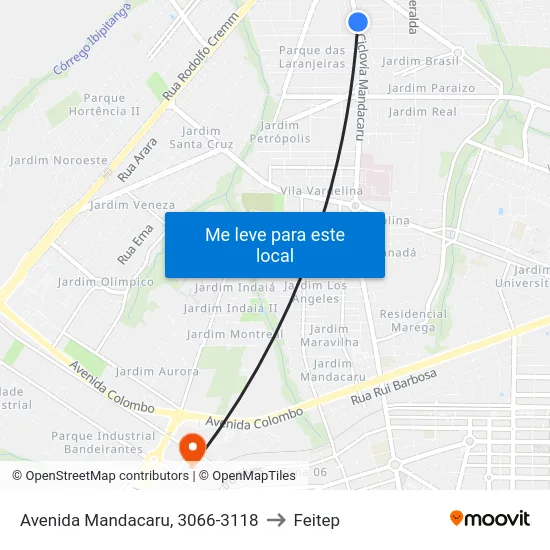 Avenida Mandacaru, 3066-3118 to Feitep map