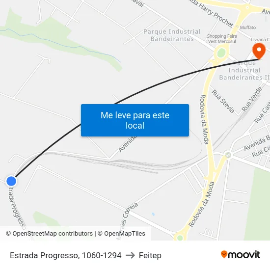 Estrada Progresso, 1060-1294 to Feitep map