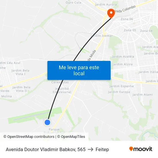 Avenida Doutor Vladimir Babkov, 565 to Feitep map