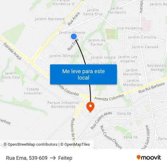 Rua Ema, 539-609 to Feitep map
