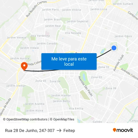 Rua 28 De Junho, 247-307 to Feitep map