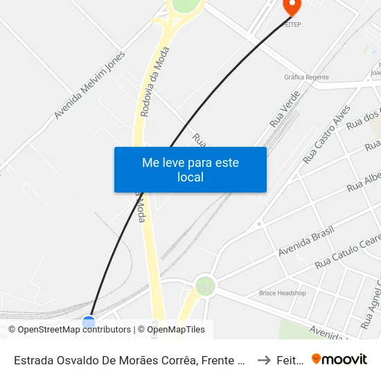 Estrada Osvaldo De Morães Corrêa, Frente  Nº 339 to Feitep map