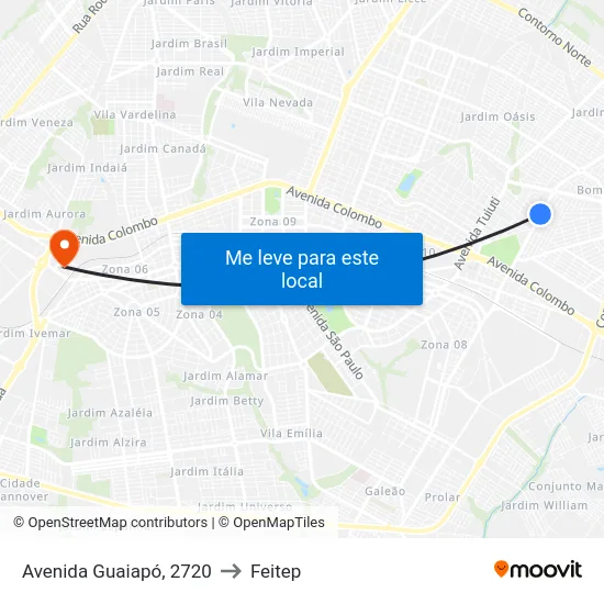 Avenida Guaiapó, 2720 to Feitep map
