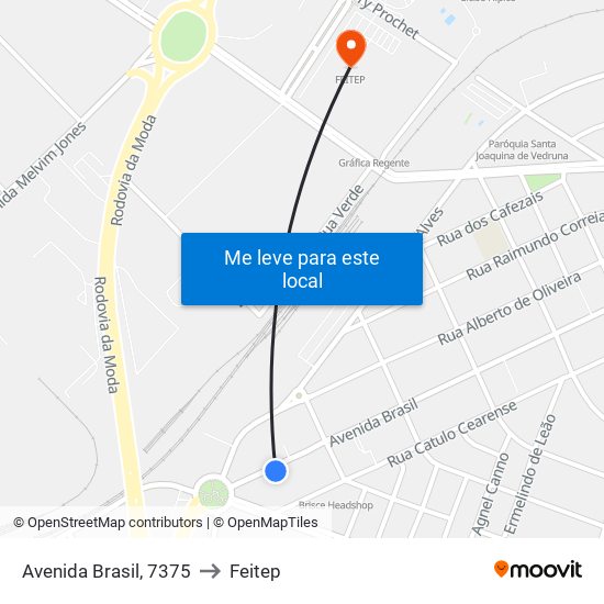 Avenida Brasil, 7375 to Feitep map
