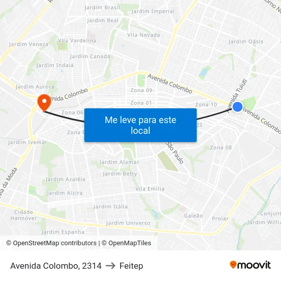 Avenida Colombo, 2314 to Feitep map