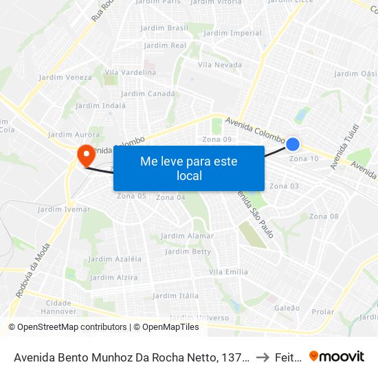 Avenida Bento Munhoz Da Rocha Netto, 1371-1543 to Feitep map