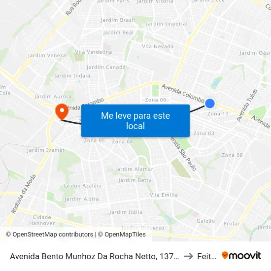 Avenida Bento Munhoz Da Rocha Netto, 1371-1543 to Feitep map