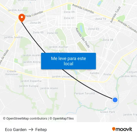 Eco Garden to Feitep map