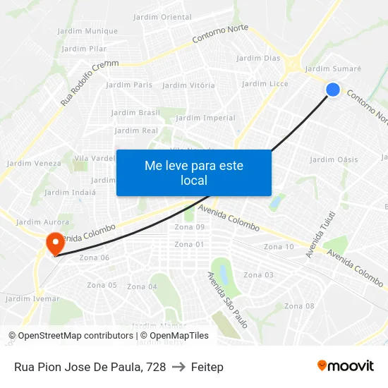 Rua Pion Jose De Paula, 728 to Feitep map