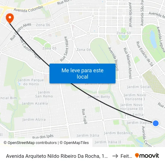 Avenida Arquiteto Nildo Ribeiro Da Rocha, 1460-1540 to Feitep map