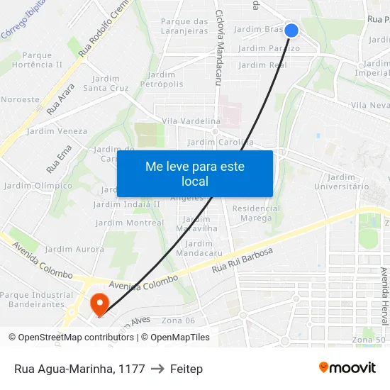 Rua Agua-Marinha, 1177 to Feitep map