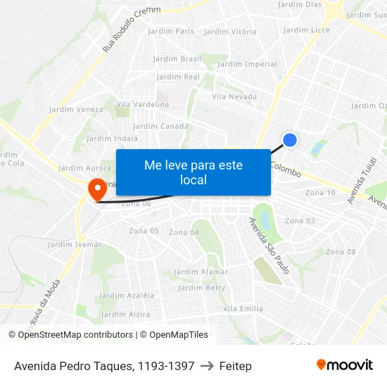 Avenida Pedro Taques, 1193-1397 to Feitep map