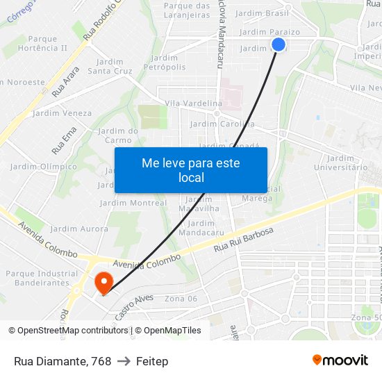 Rua Diamante, 768 to Feitep map
