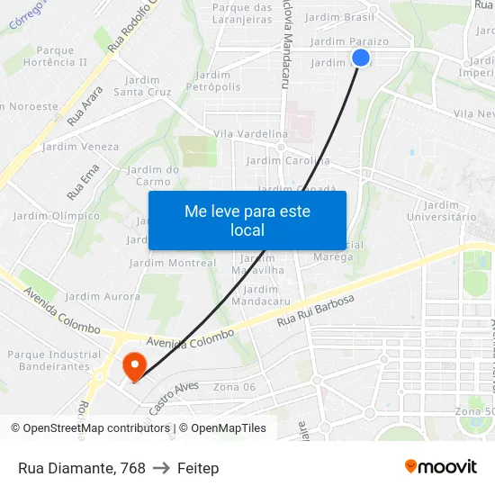 Rua Diamante, 768 to Feitep map