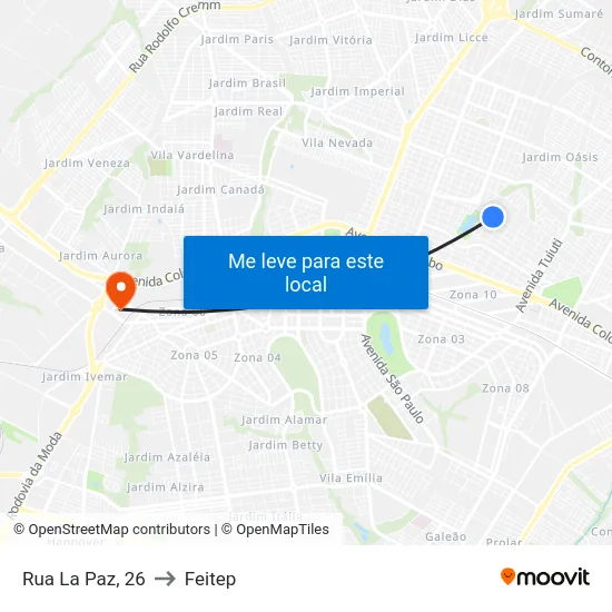 Rua La Paz, 26 to Feitep map