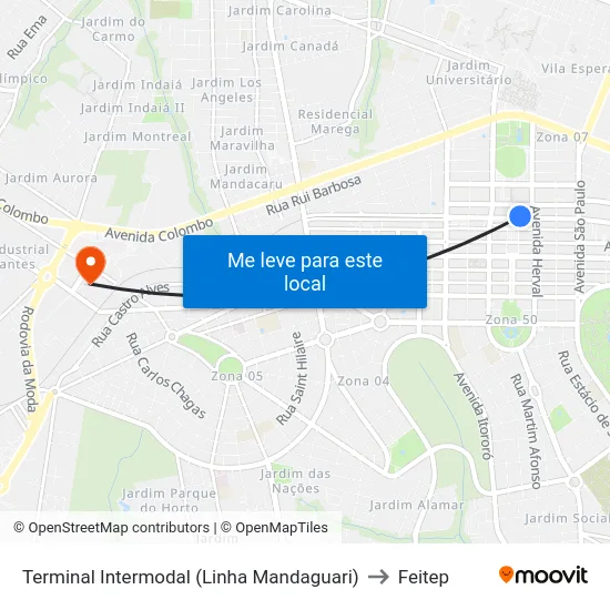 Terminal Intermodal (Linha Mandaguari) to Feitep map