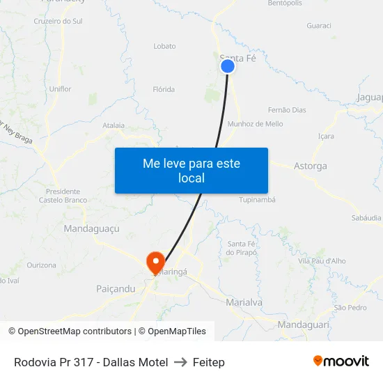 Rodovia Pr 317 - Dallas Motel to Feitep map
