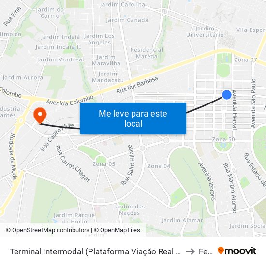 Terminal Intermodal (Plataforma Viação Real / Linha São Jorge Do Ivaí) to Feitep map