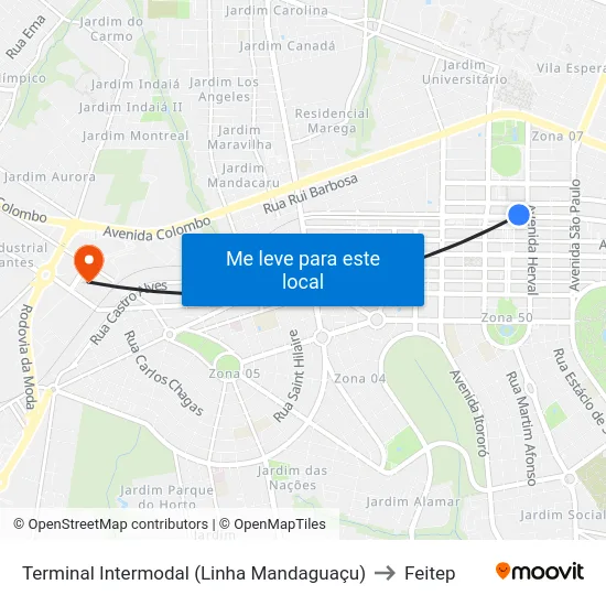 Terminal Intermodal (Linha Mandaguaçu) to Feitep map