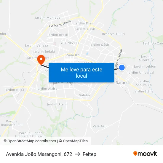 Avenida João Marangoni, 672 to Feitep map