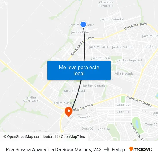 Rua Silvana Aparecida Da Rosa Martins, 242 to Feitep map