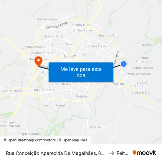 Rua Conceição Aparecida De Magalhães, 820 to Feitep map