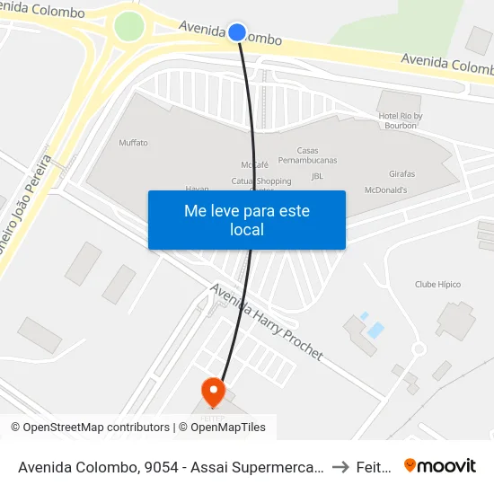 Avenida Colombo, 9054 - Assai Supermercado to Feitep map