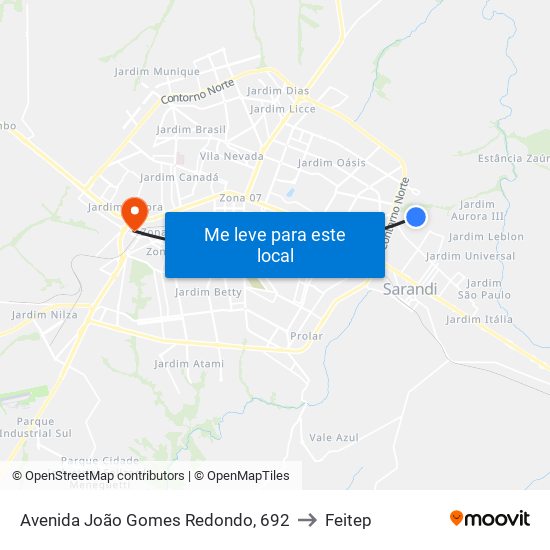 Avenida João Gomes Redondo, 692 to Feitep map