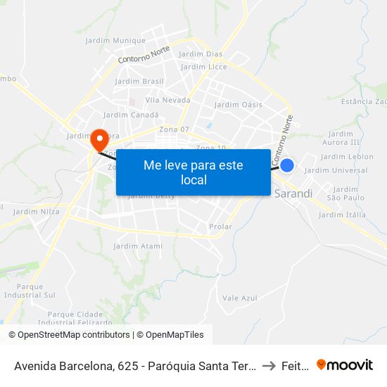 Avenida Barcelona, 625 - Paróquia Santa Terezinha to Feitep map