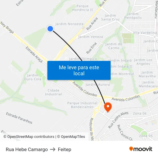 Rua Hebe Camargo to Feitep map