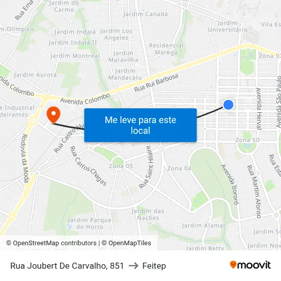 Rua Joubert De Carvalho, 851 to Feitep map