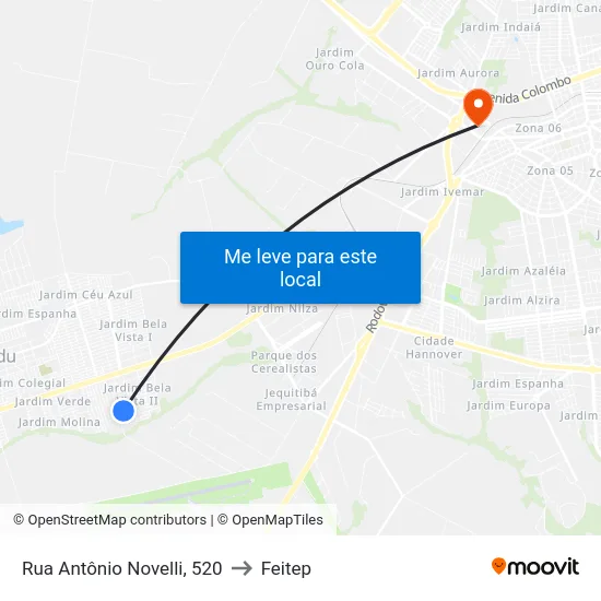 Rua Antônio Novelli, 520 to Feitep map