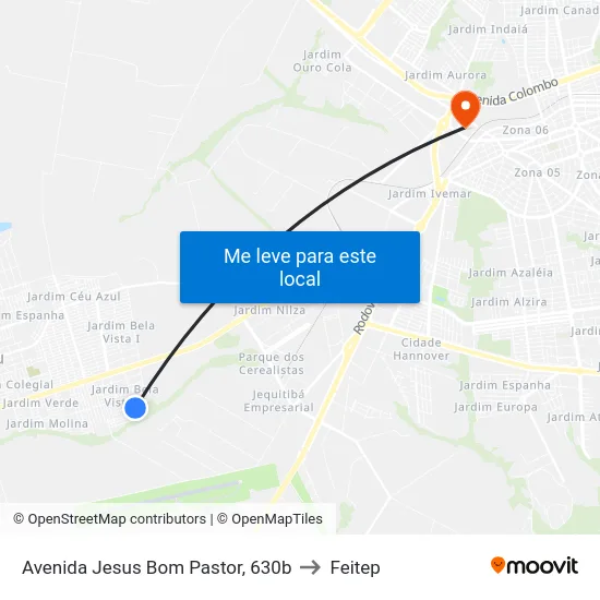 Avenida Jesus Bom Pastor, 630b to Feitep map
