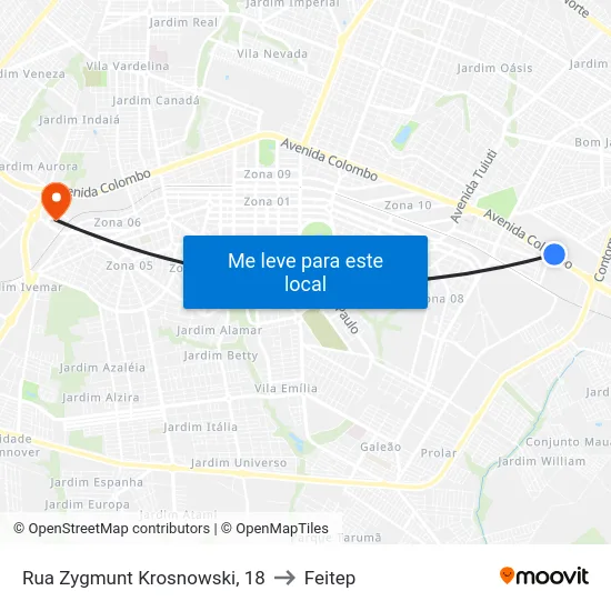 Rua Zygmunt Krosnowski, 18 to Feitep map