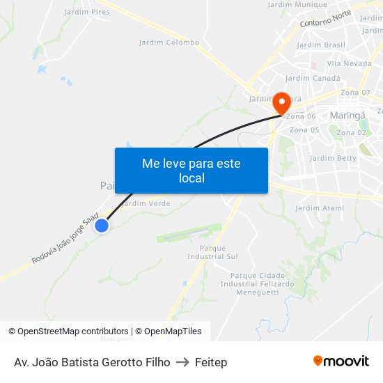 Av. João Batista Gerotto Filho to Feitep map