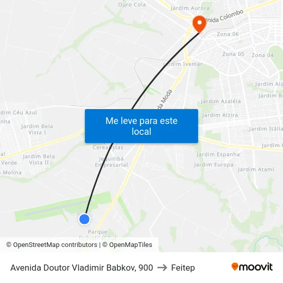Avenida Doutor Vladimir Babkov, 900 to Feitep map