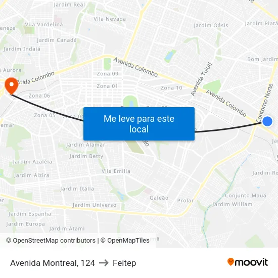 Avenida Montreal, 124 to Feitep map