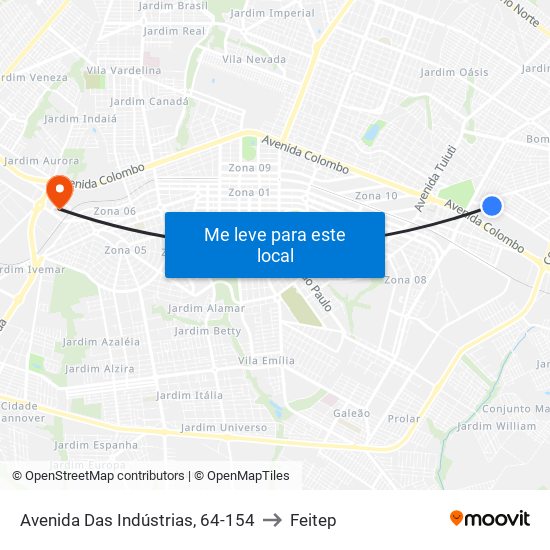 Avenida Das Indústrias, 64-154 to Feitep map