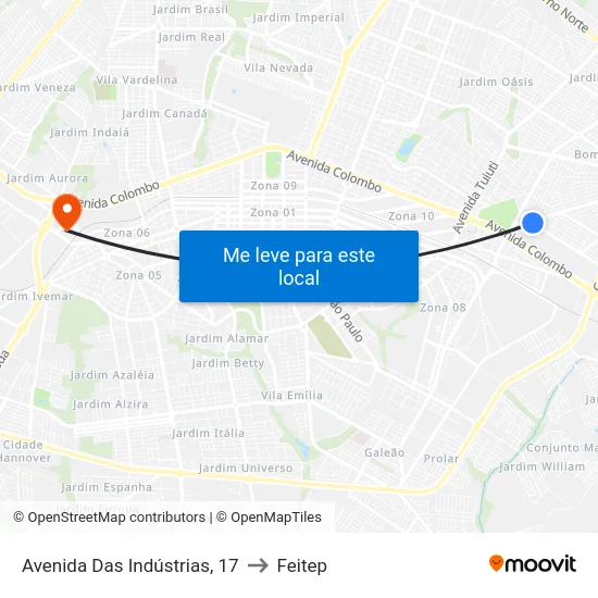 Avenida Das Indústrias, 17 to Feitep map