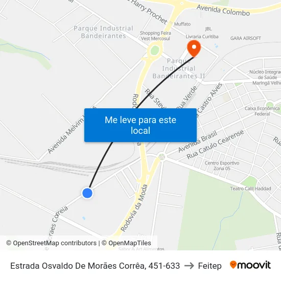 Estrada Osvaldo De Morães Corrêa, 451-633 to Feitep map